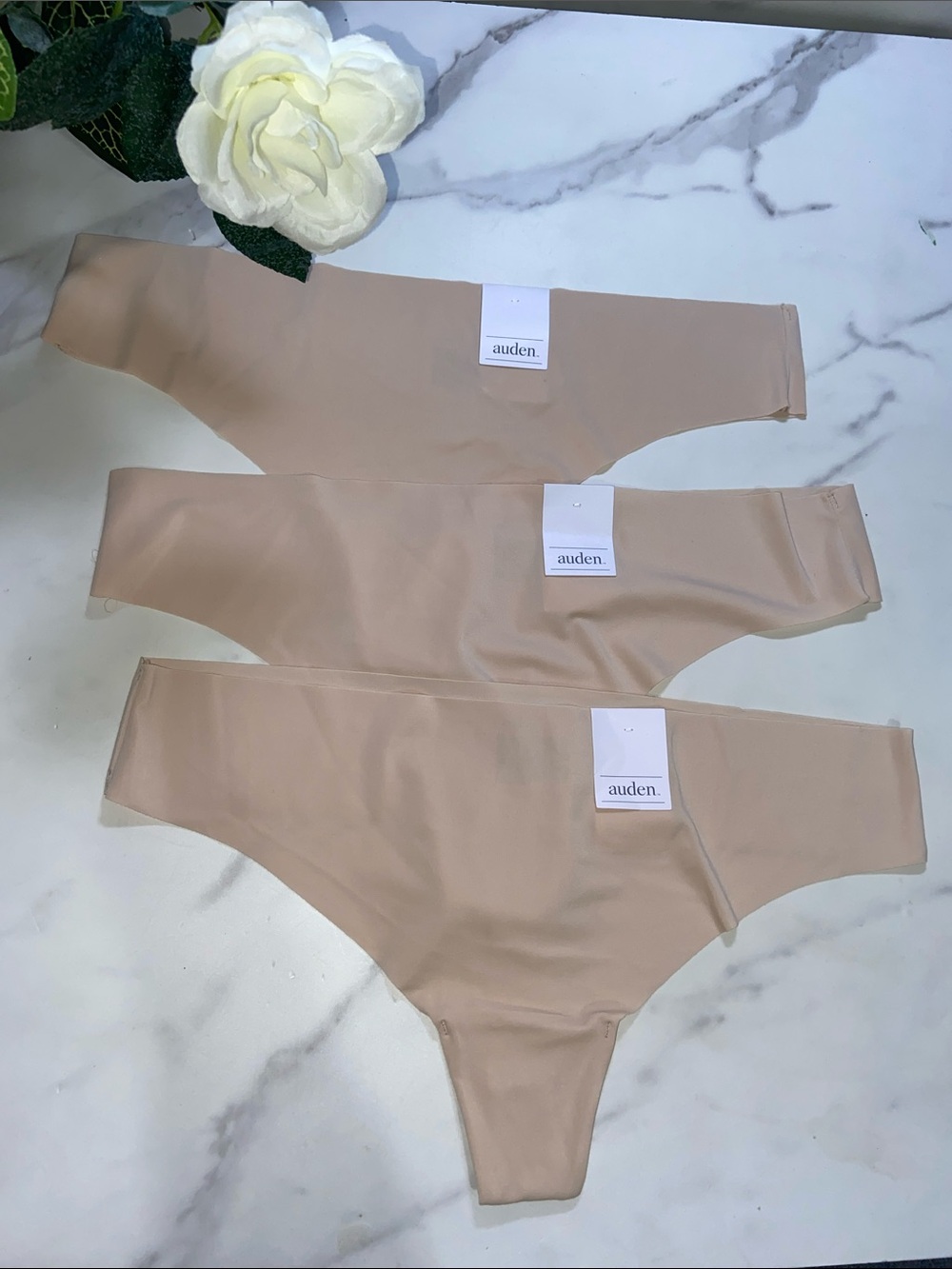 Auden Beige Seamless Thong Set - 3-Pack Sizes Small and Medium Available